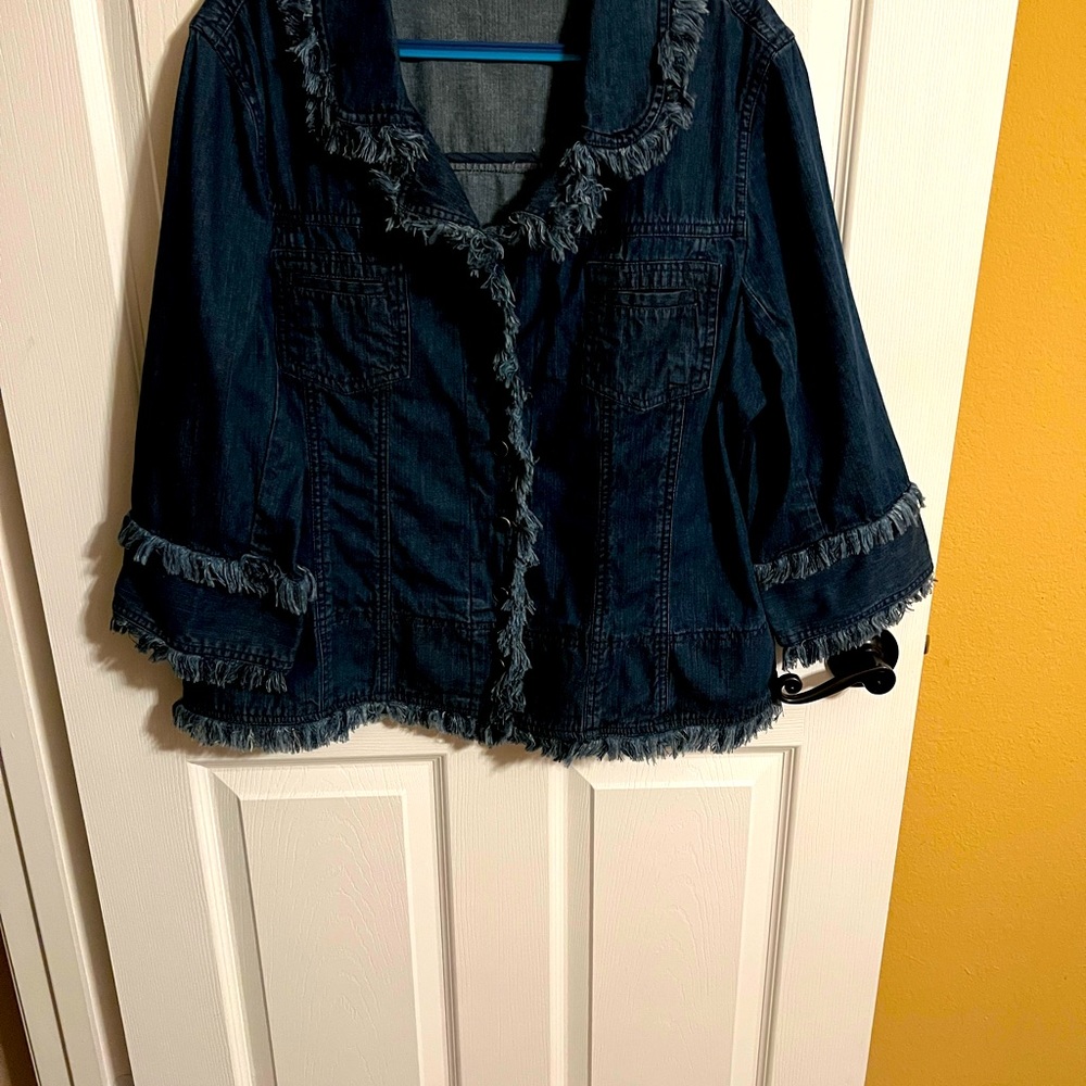 Frayed Jean Jacket, Button Down Denim, Coco & Clo… - image 1